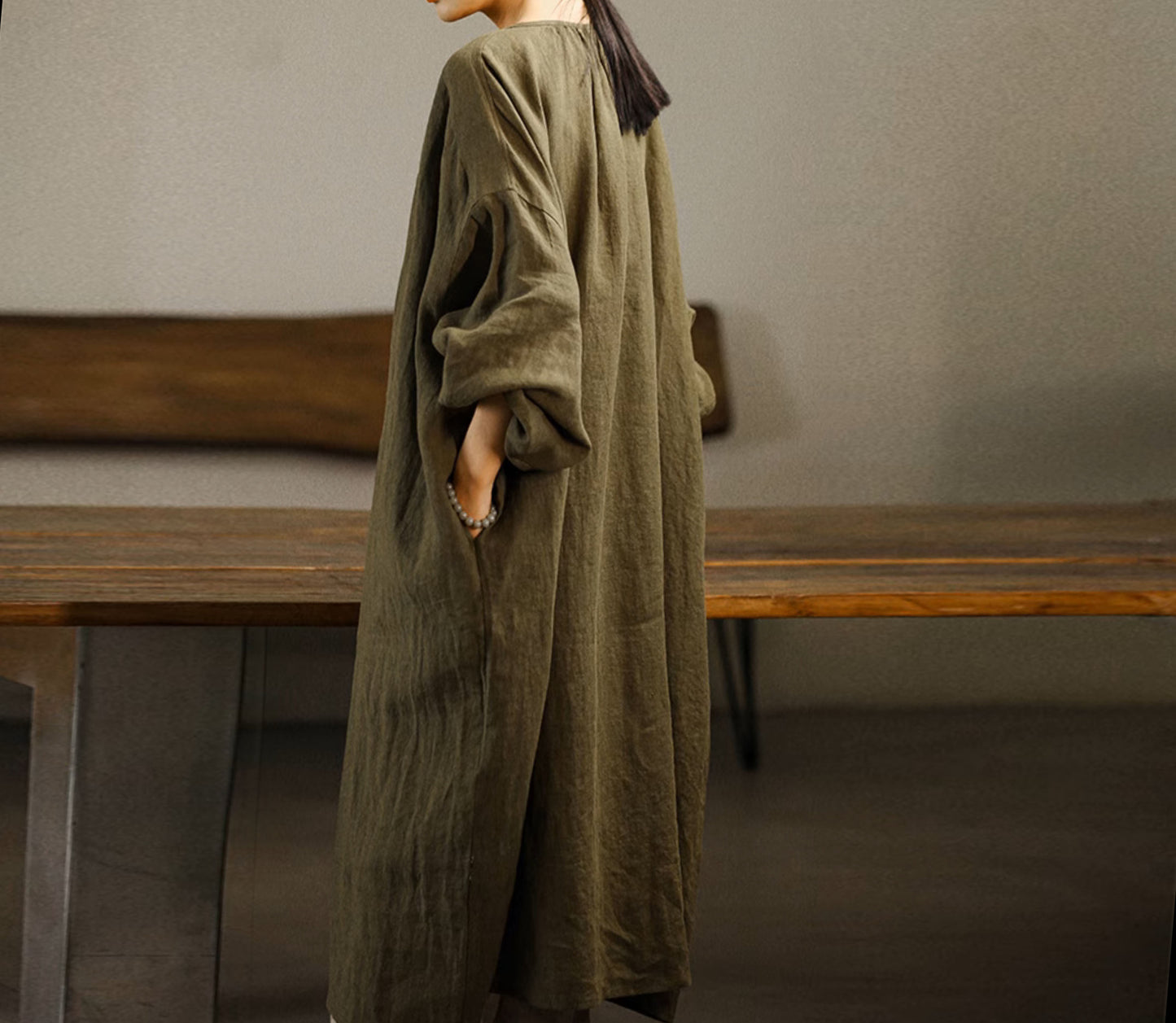 edoa Oversized Linen Tunic Dress