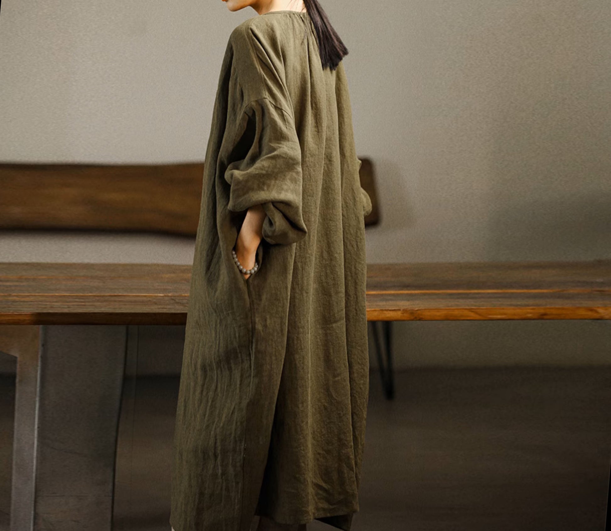edoa Oversized Linen Tunic Dress