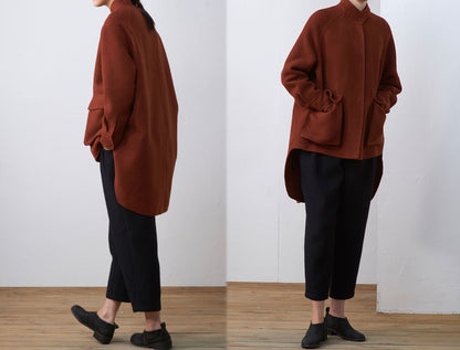 edoa Double Faced Wool Stand Collar Coat