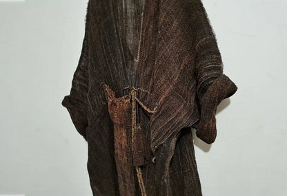 Loose Fitting Hand Woven Plant dyed Linen Cardigan Coat co0083 A644