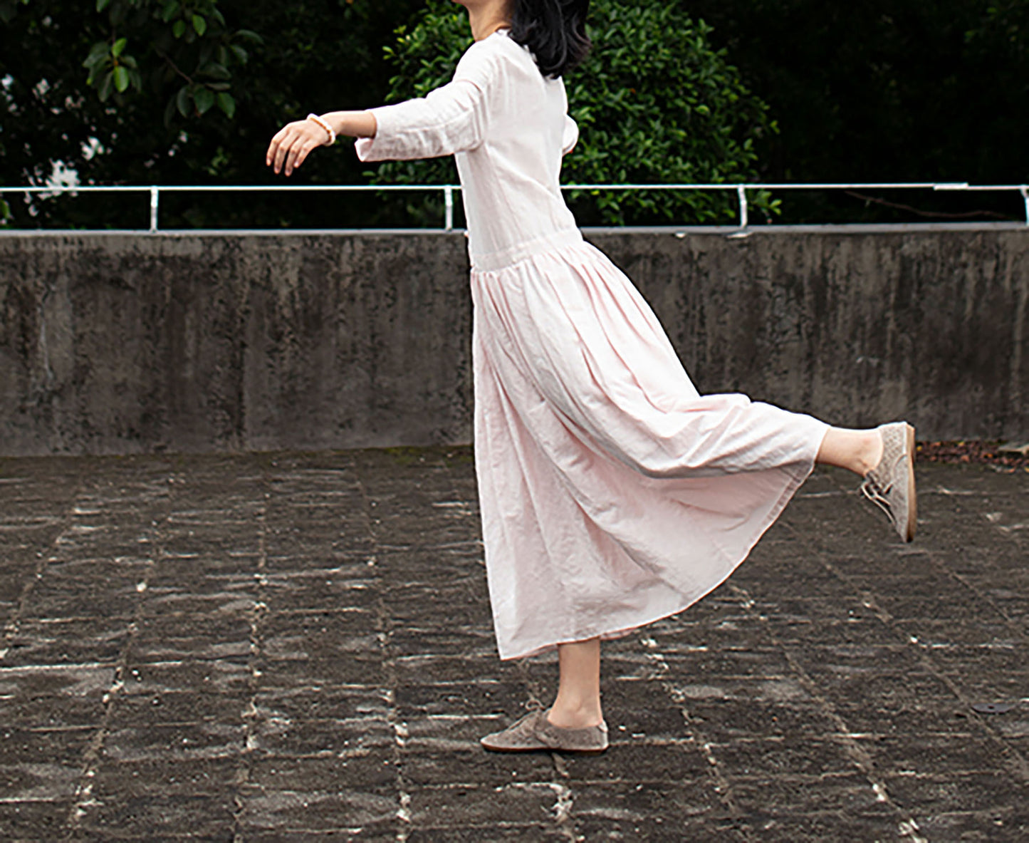 edoa Bracelet Sleeves Linen Shirt Dress