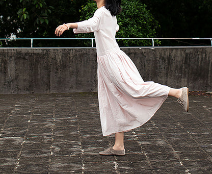 edoa Bracelet Sleeves Linen Shirt Dress