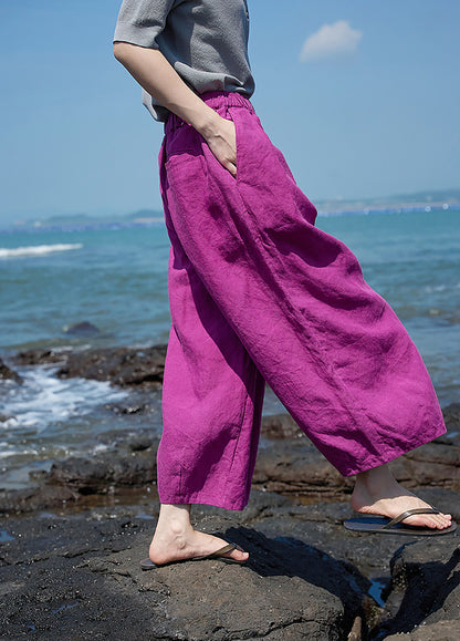 edoa Elasticated Washed Ramie Crop Pants