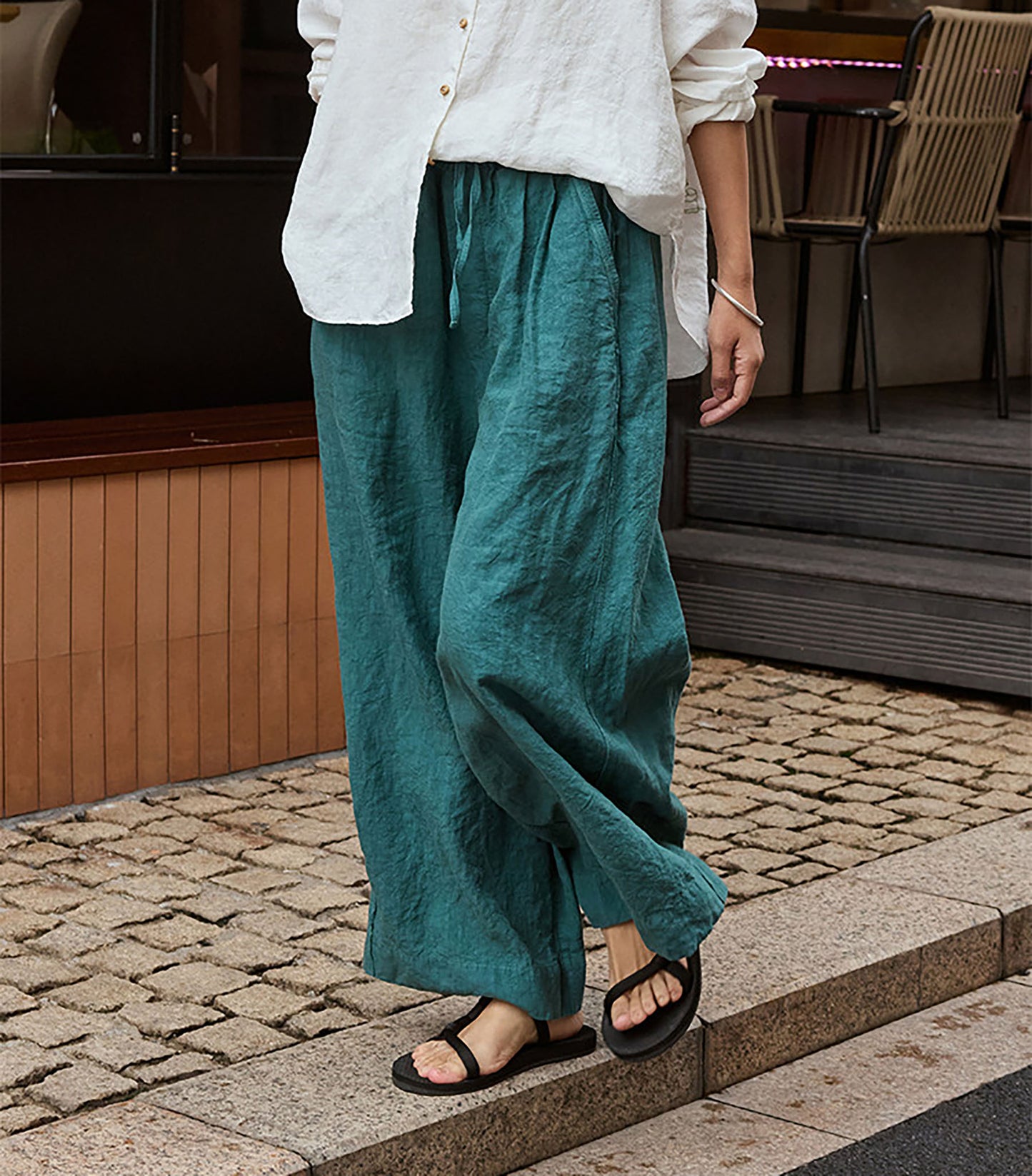 edoa Washed Linen Palazzo Pants