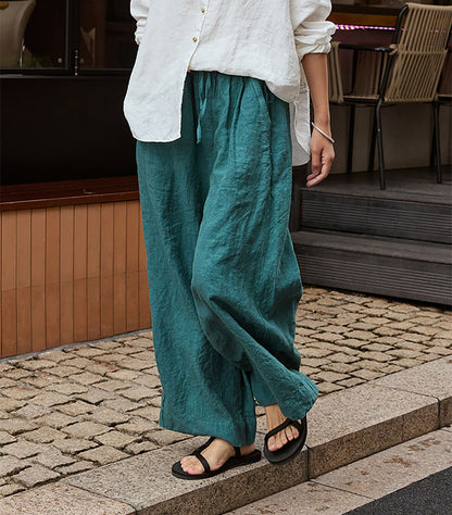 edoa Washed Linen Palazzo Pants