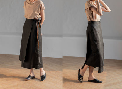 edoa Mud Silk Crepe Satin Wrap Skirt 