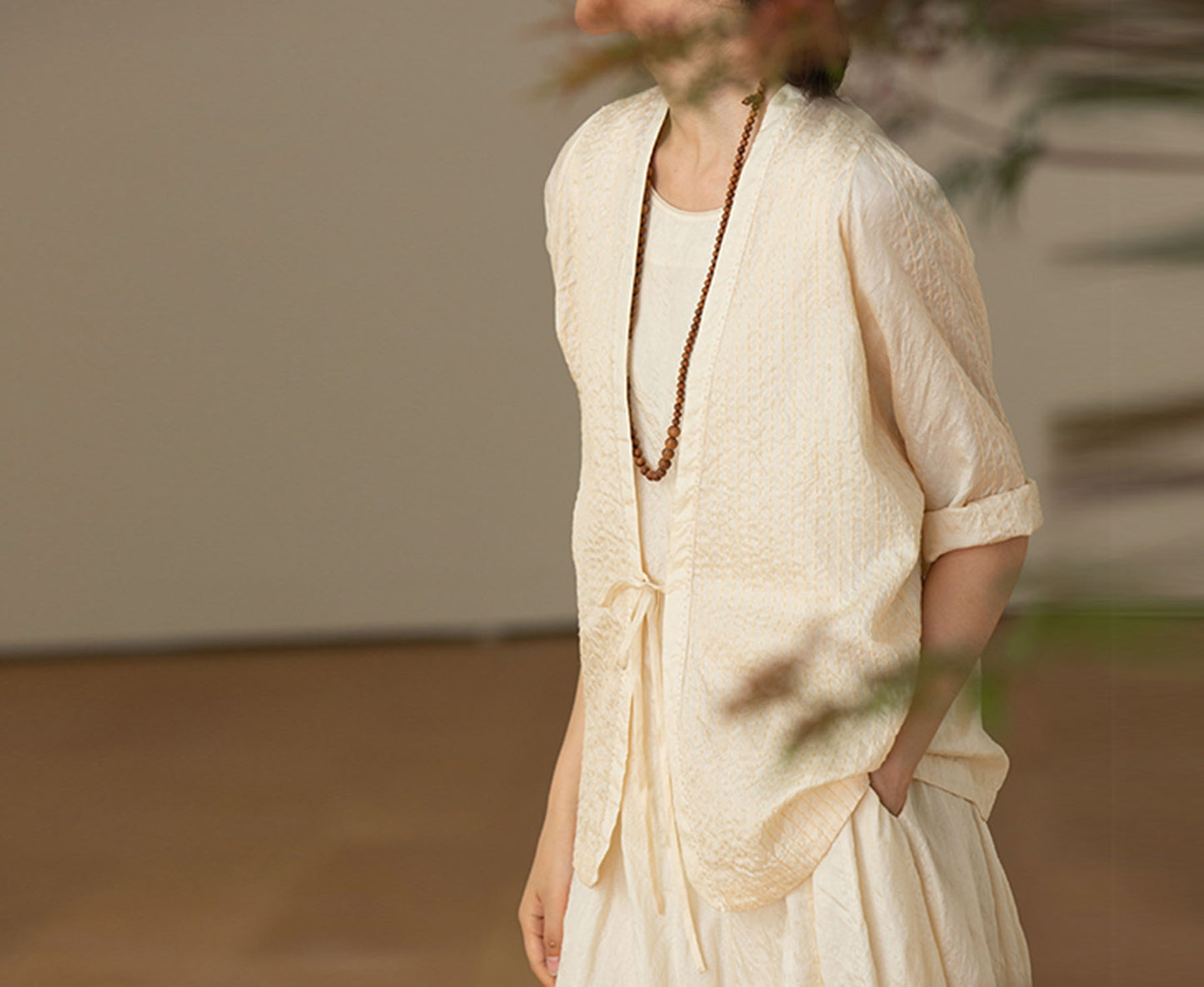 edoa Tussah Silk Sashiko Blouse