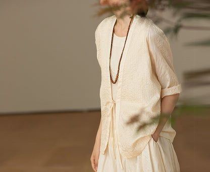 edoa Tussah Silk Sashiko Blouse