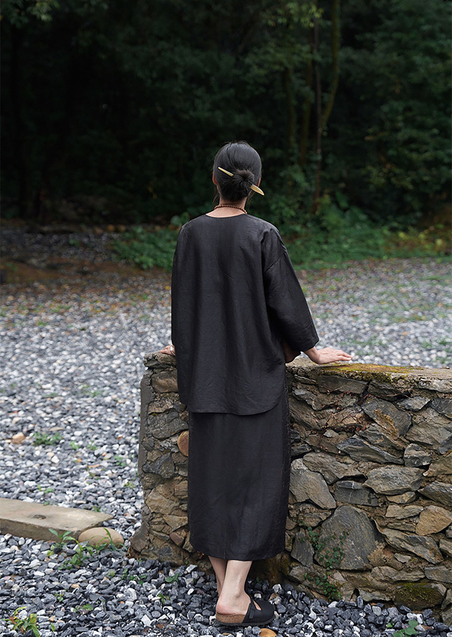 edoa Intangible Cultural Heritage Cracked Mud Silk A-line Skirt
