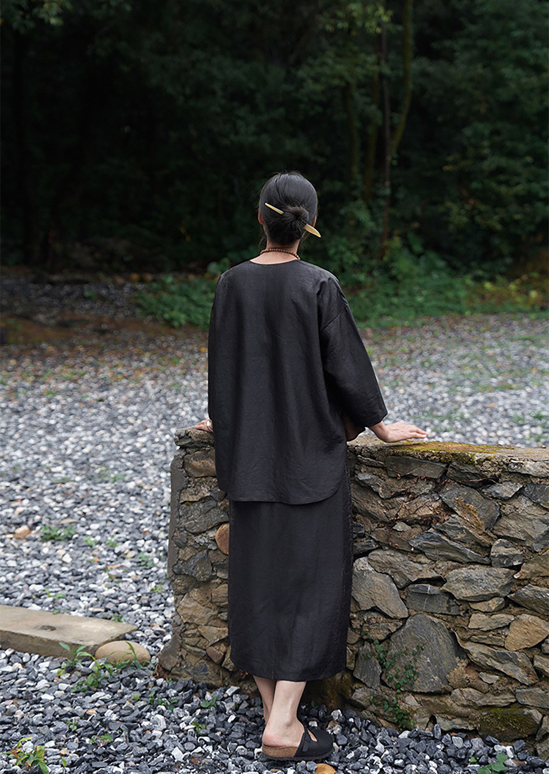 edoa Intangible Cultural Heritage Cracked Mud Silk A-line Skirt