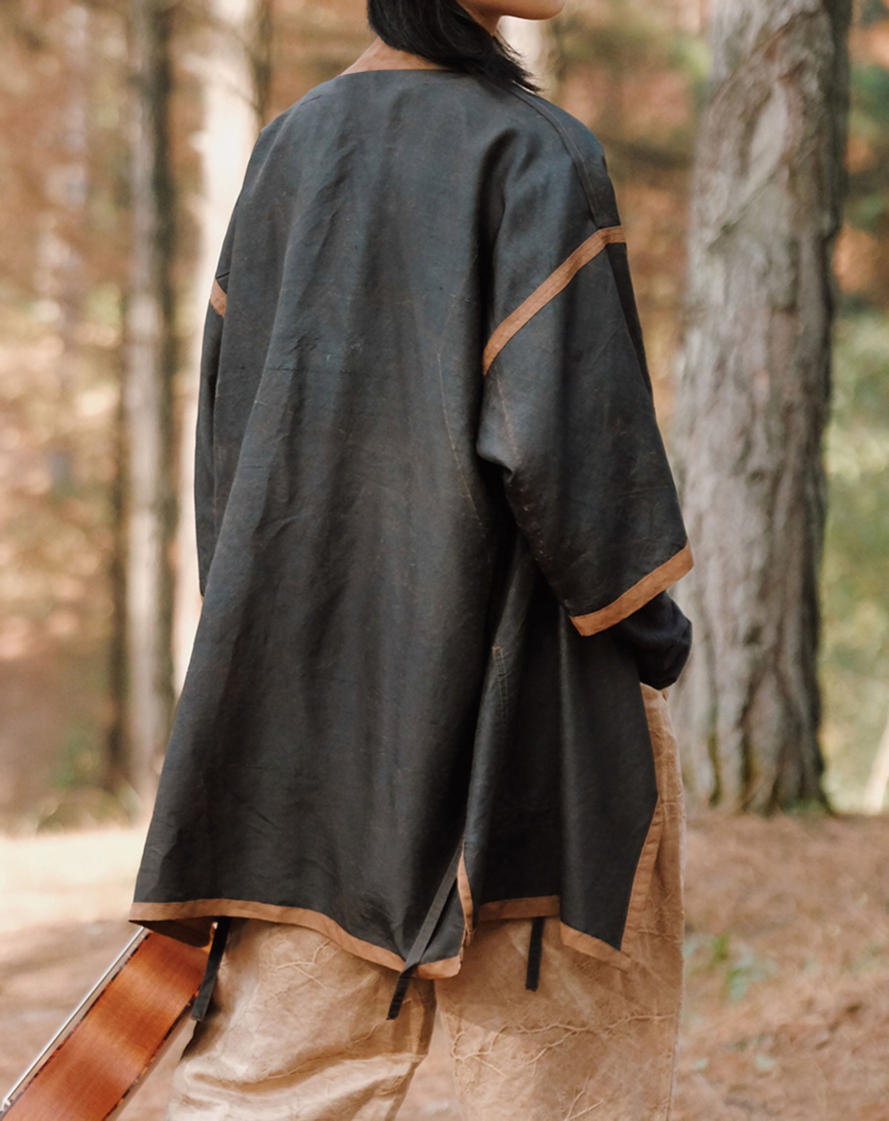 edoa Reversible Dupioni Mud Silk Cardigan