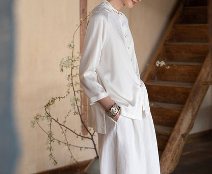 edoa Silk Charmeuse Chinese Blouse