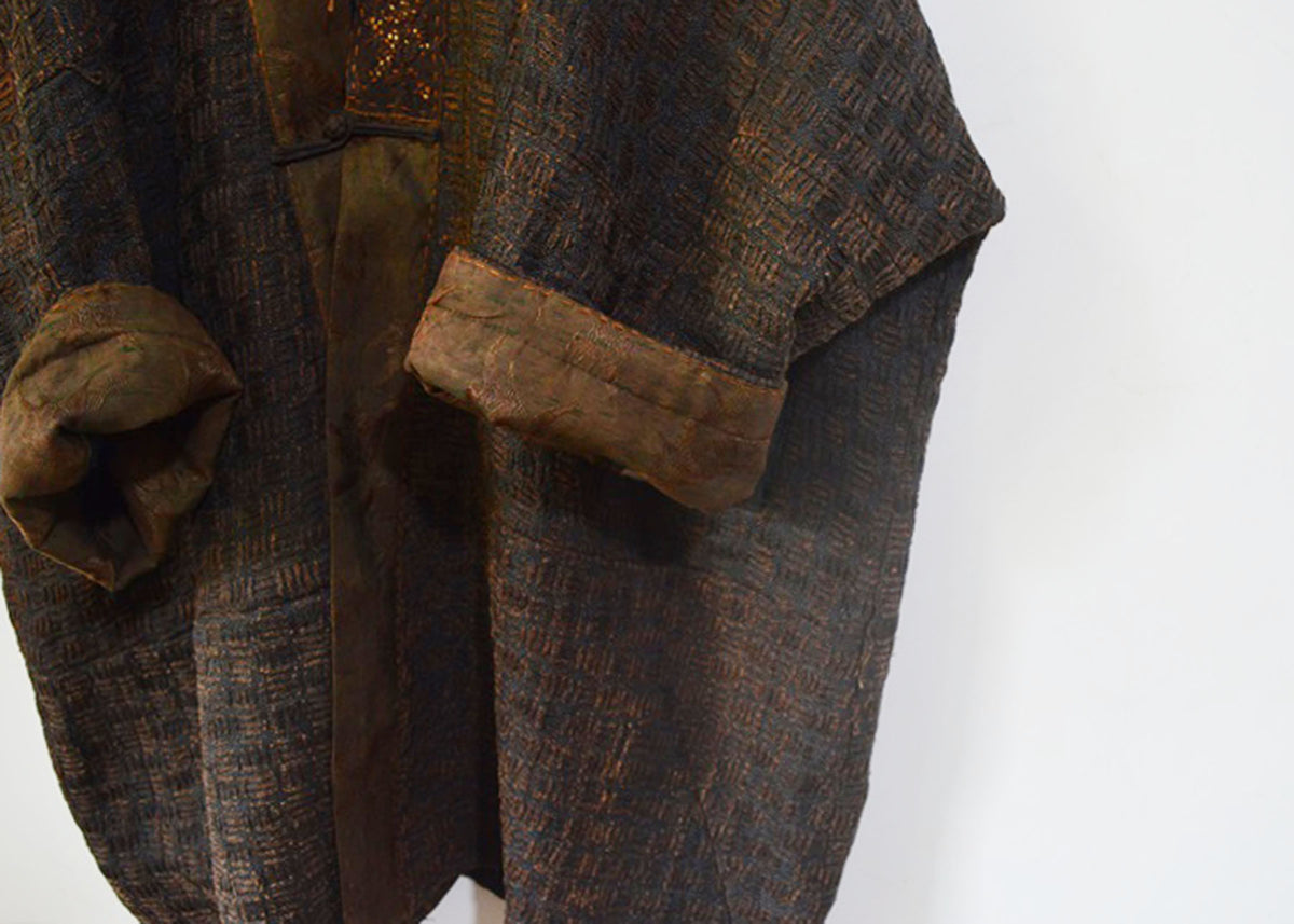 Mud Tussah Silk Tweed Kimono Coat co0242 X008