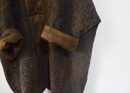 Mud Tussah Silk Tweed Kimono Coat co0242 X008