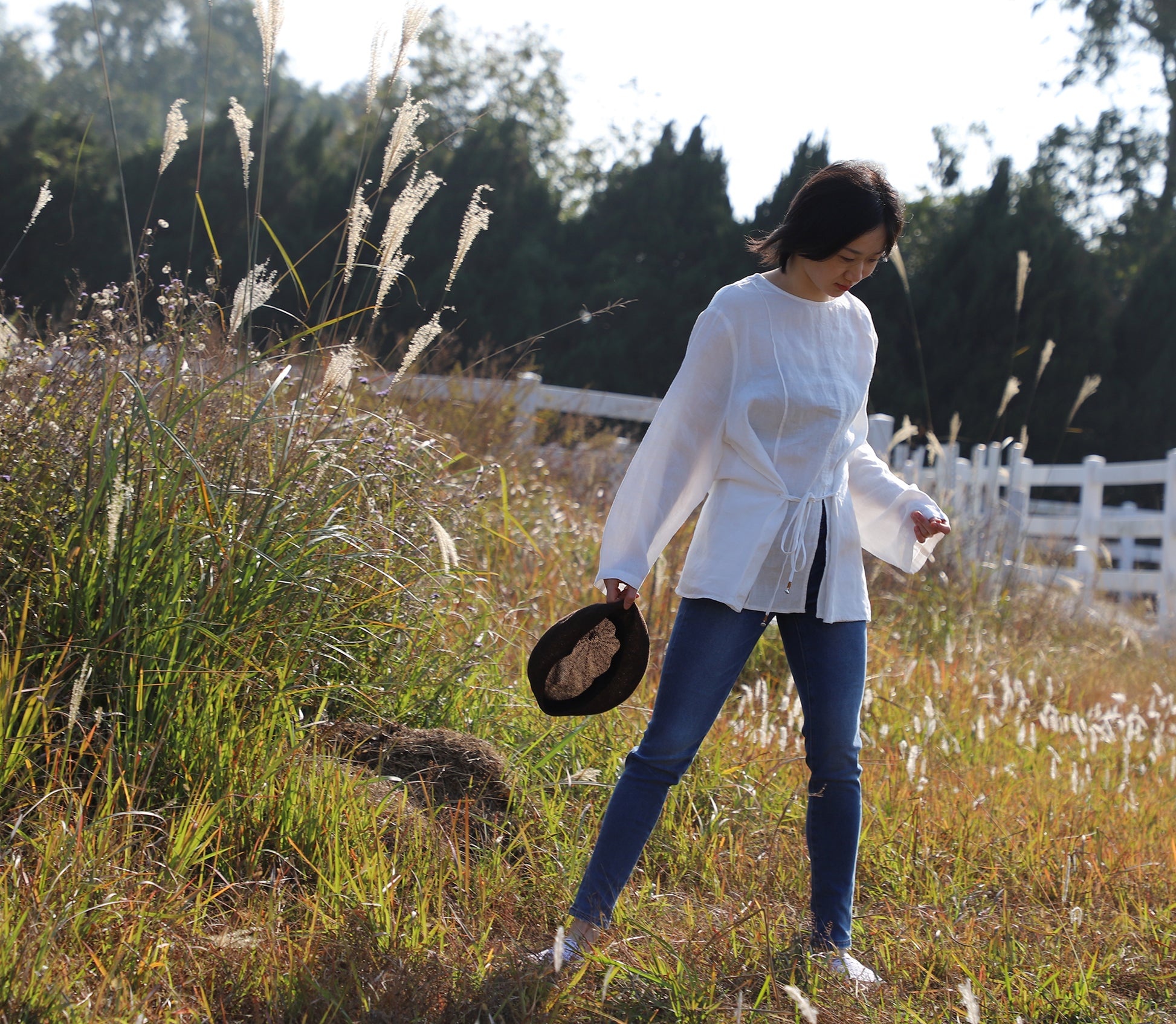 edoa Oversized Two Way Collar Linen Shirt