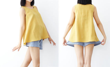 edoa Washed Ramie Trapeze Tank Top