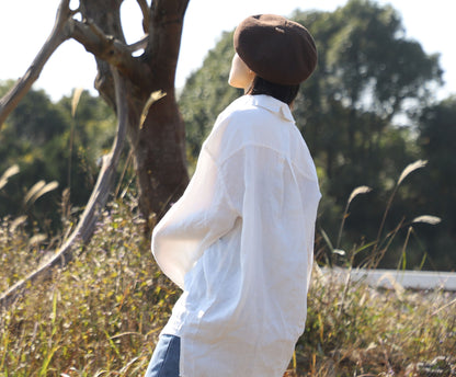 edoa Oversizecd Classic Linen Button Uo Shirt