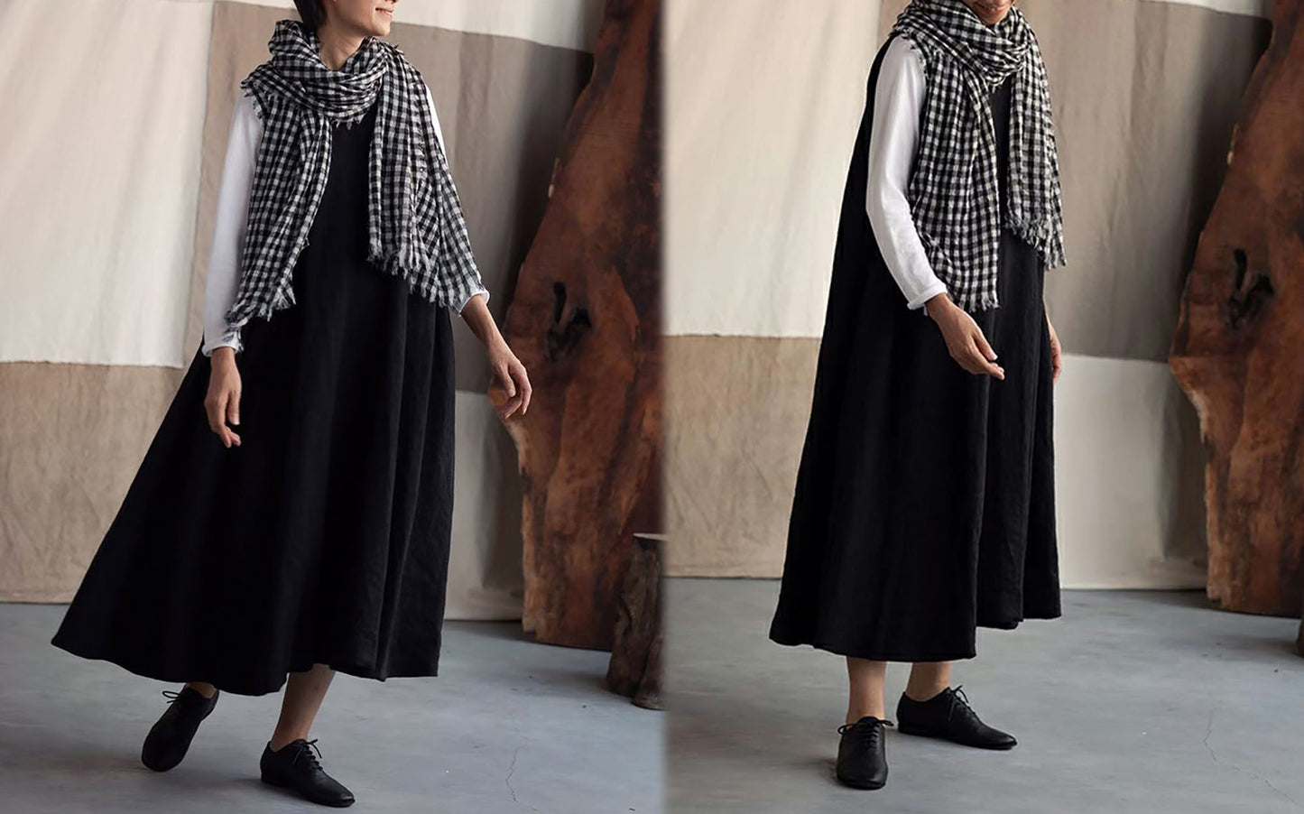 edoa Heavy Weight Linen Lantern Tank Dress