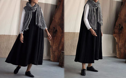 edoa Heavy Weight Linen Lantern Tank Dress