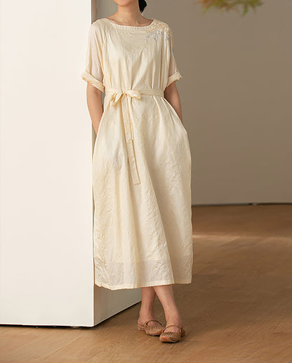 edoa Tussah Silk Hand Embroidery Chinese Dress