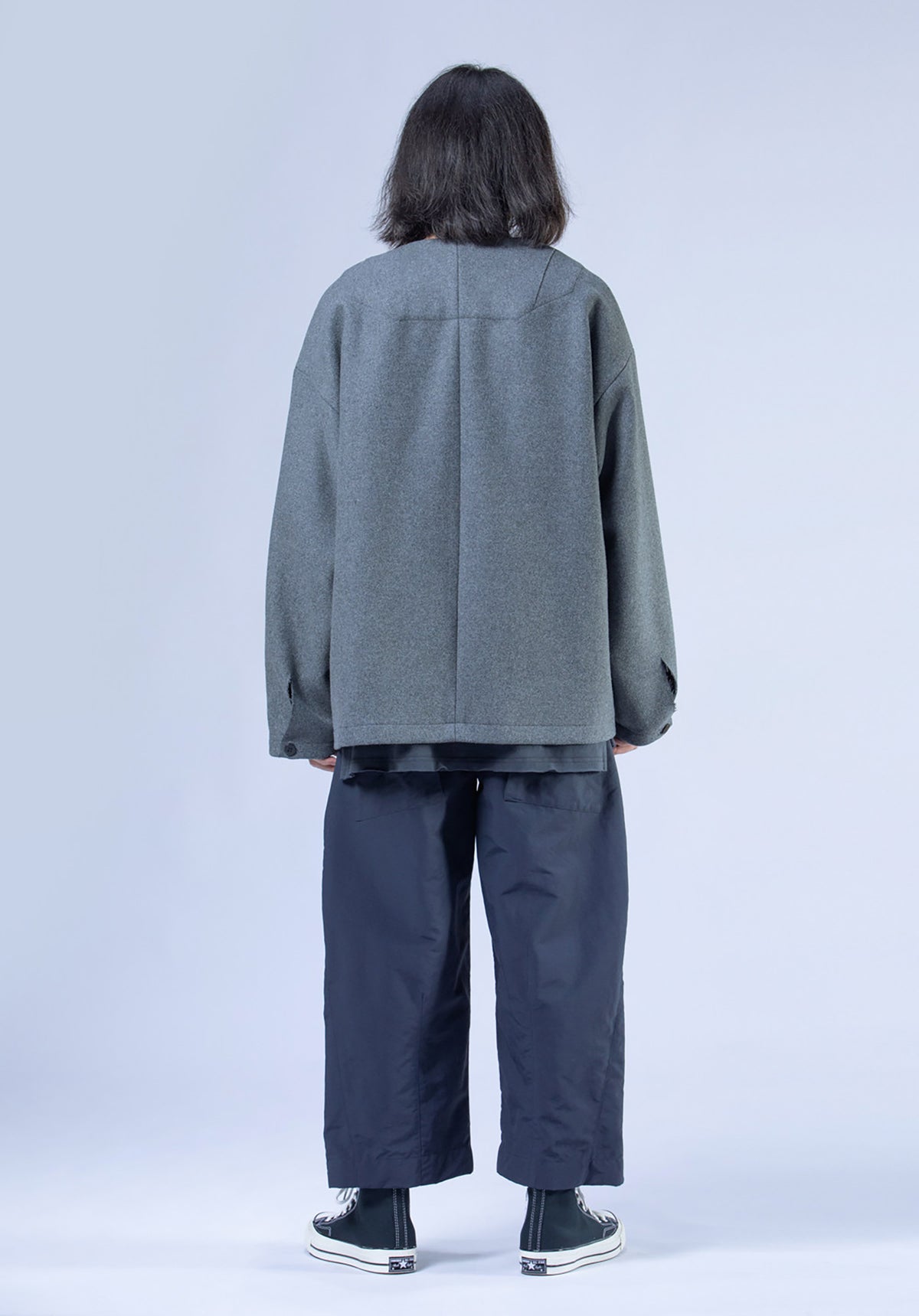 edoa Casual Loose-fit Collarless Woolen Coat