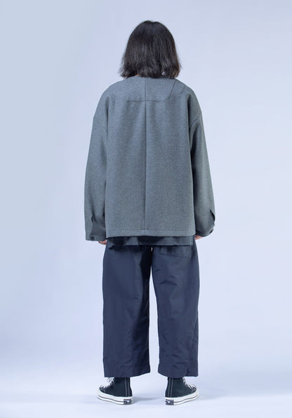 edoa Casual Loose-fit Collarless Woolen Coat