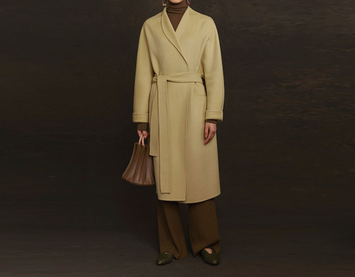 edoa Double Faced Wool Wrap Coat 