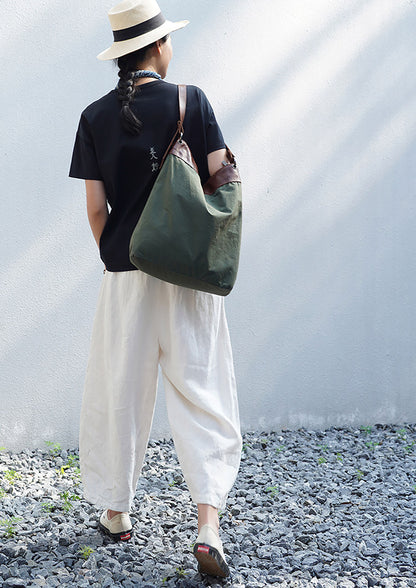 edoa White Linen Cargo Pants