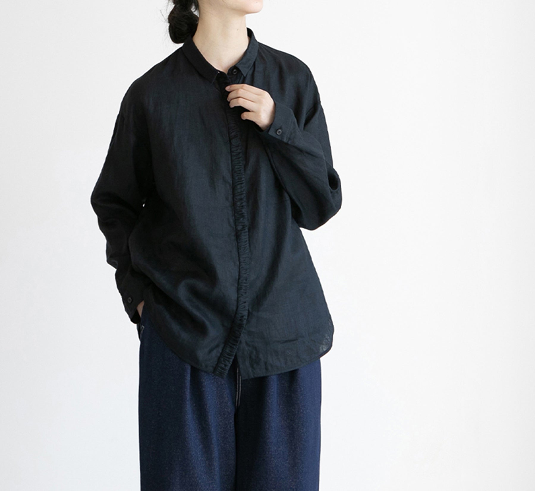 edoa Black Linen Shirt
