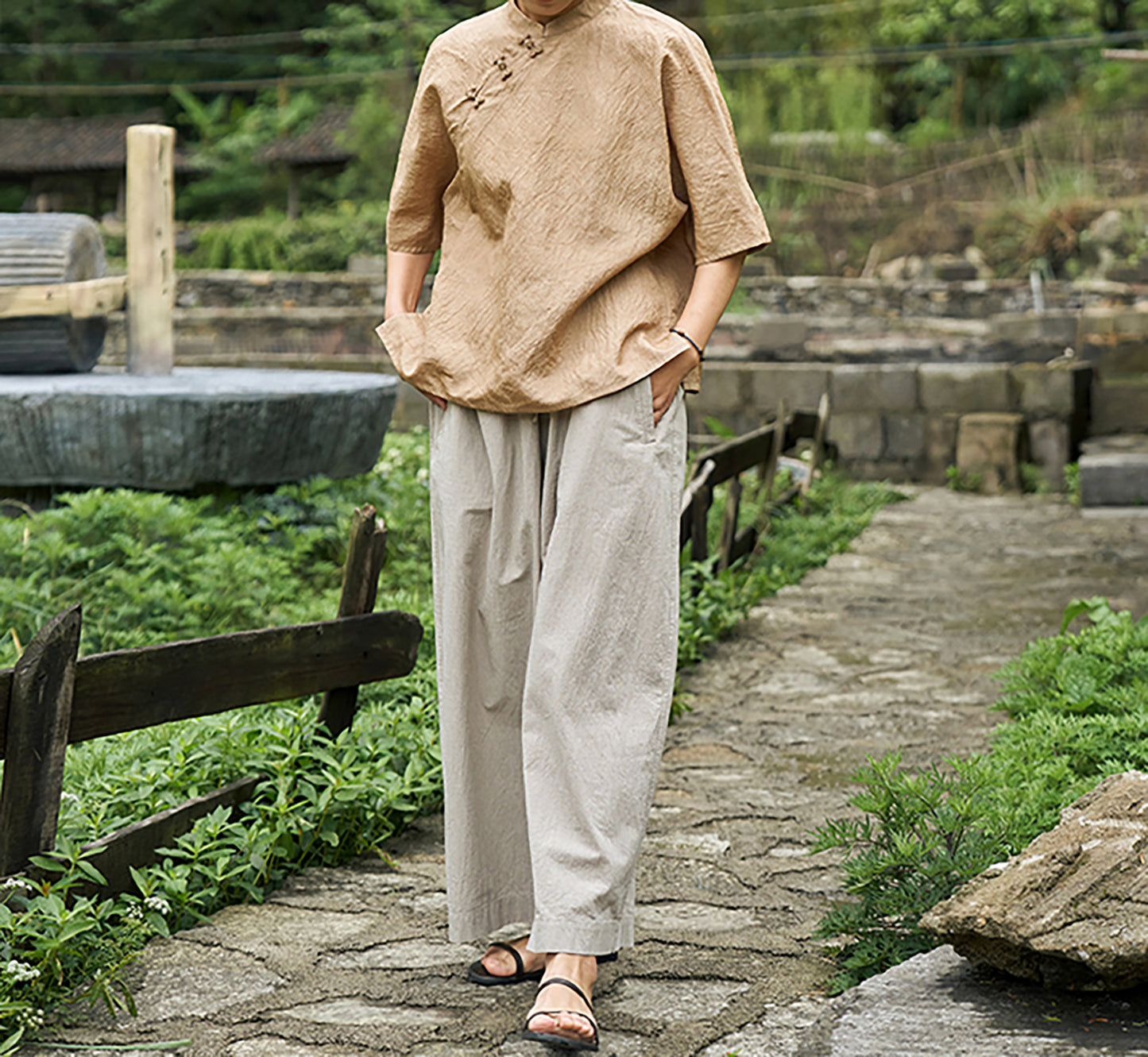 edoa Black Tea Dyed Dupioni Tussah Silk Chinese Blouse