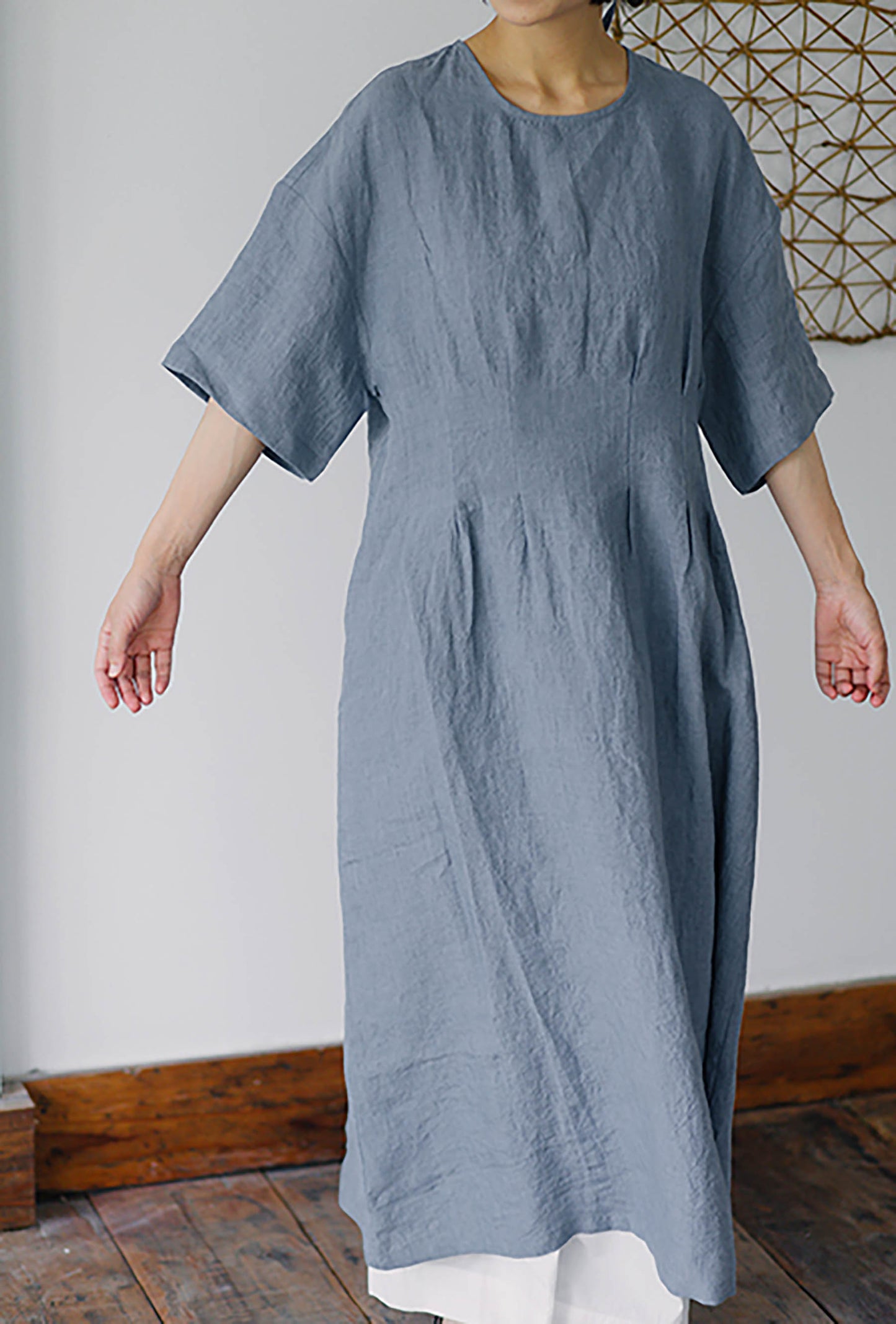 edoa Linen Kaftan Dress with Detachable Belt