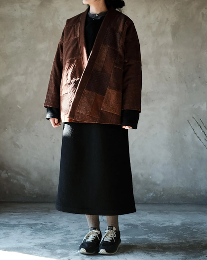 Wool Diagonal Placket Long Robe to0158 N132