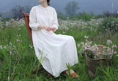 edoa High Counted French Linen Victorian Dress