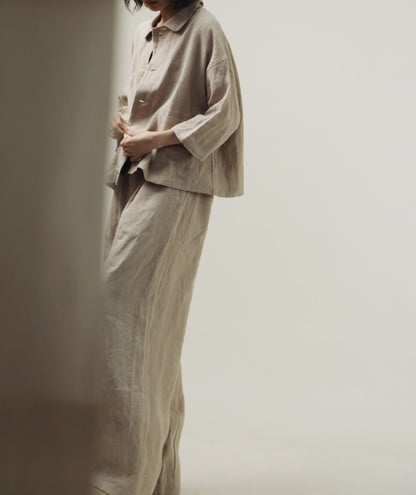 edoa Spring Loose Linen Short Jacket
