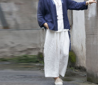 edoa Linen Crop Kung Fu Pants