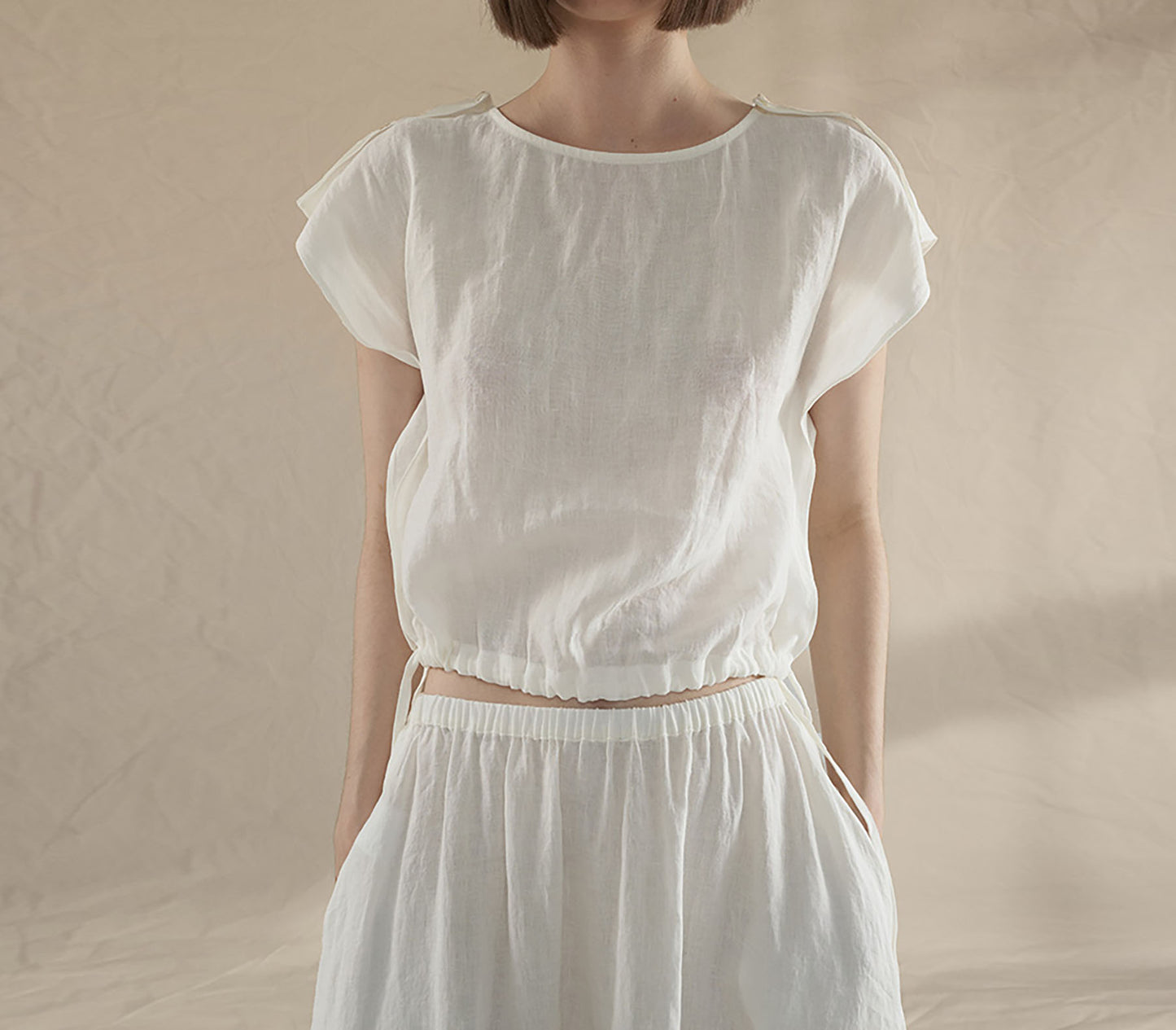 edoa Tumbled French Linen Tiered Skirt