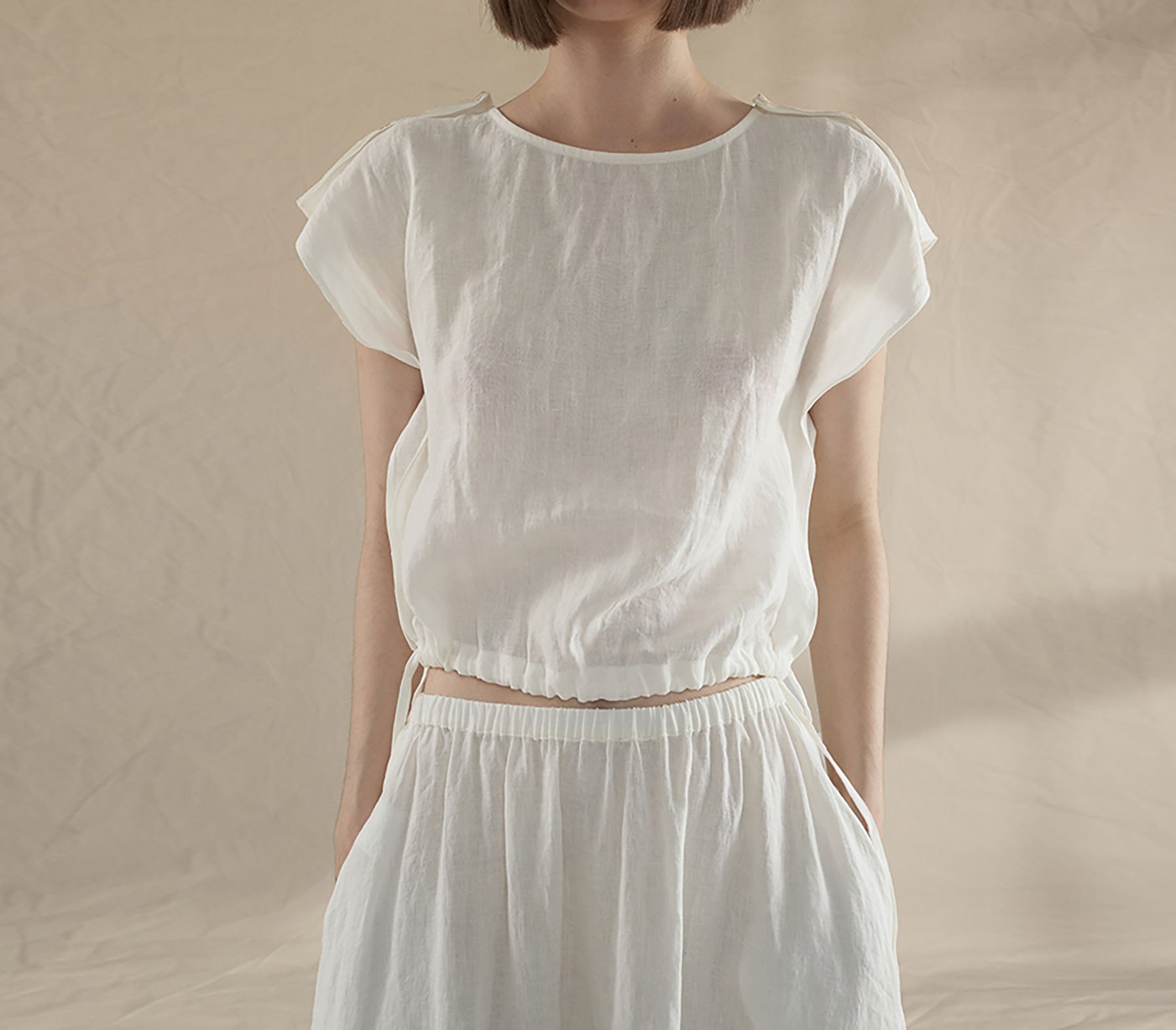 edoa Tumbled French Linen Tiered Skirt