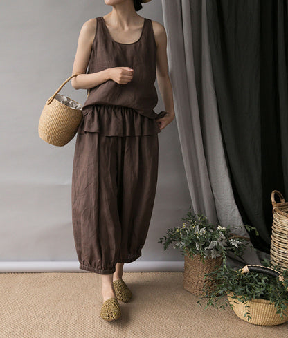 edoa Thin Ramie Lattern Pants