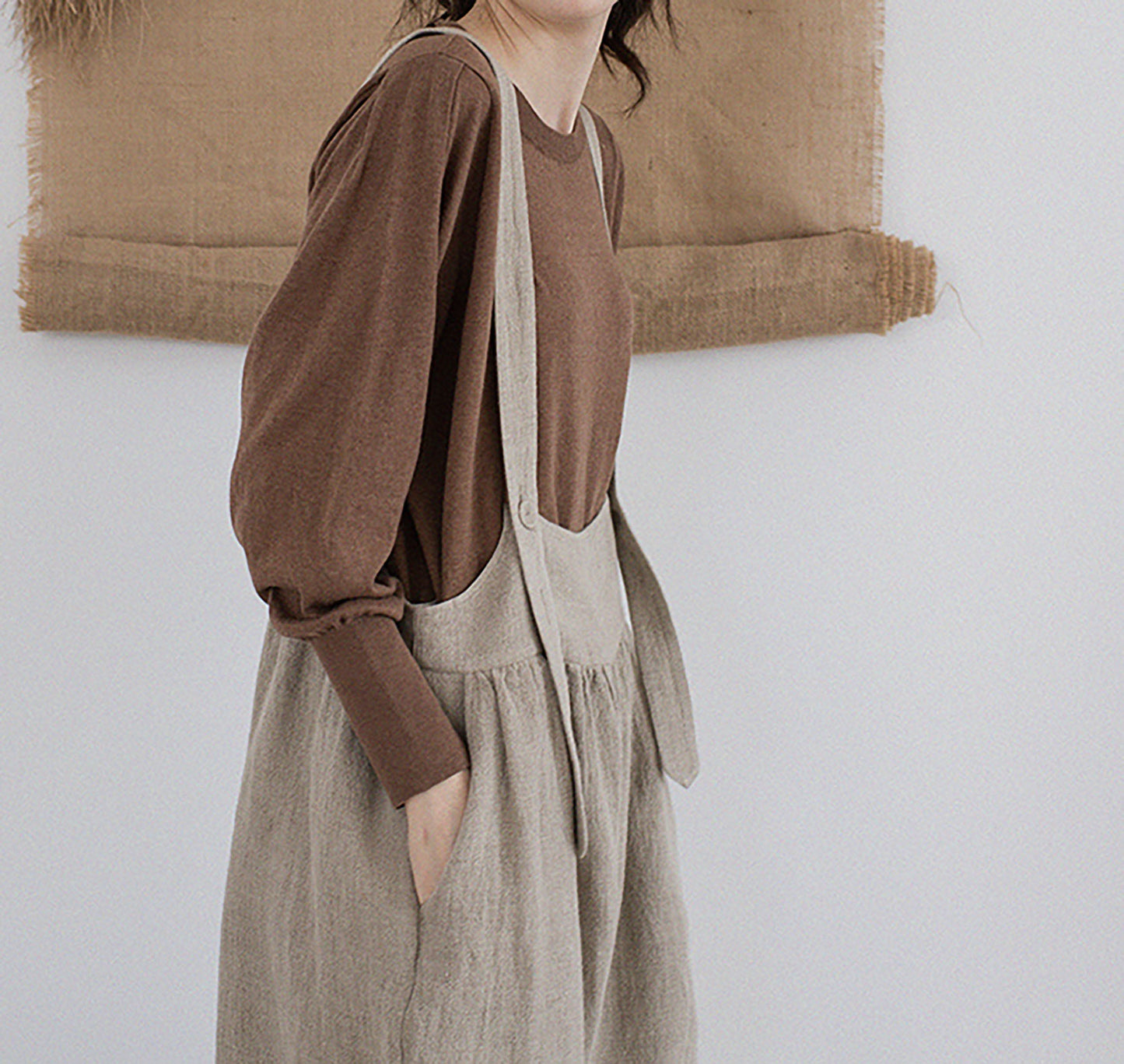 edoa Loose Flax Linen Salopette