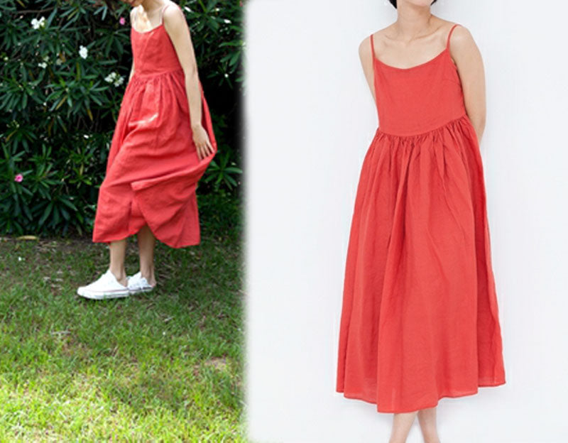 edoa  Summer Washed Ramie Cami Dress