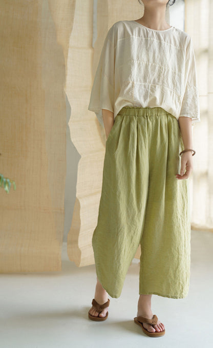 edoa Linen and Tussah Silk Patchwork Blouse
