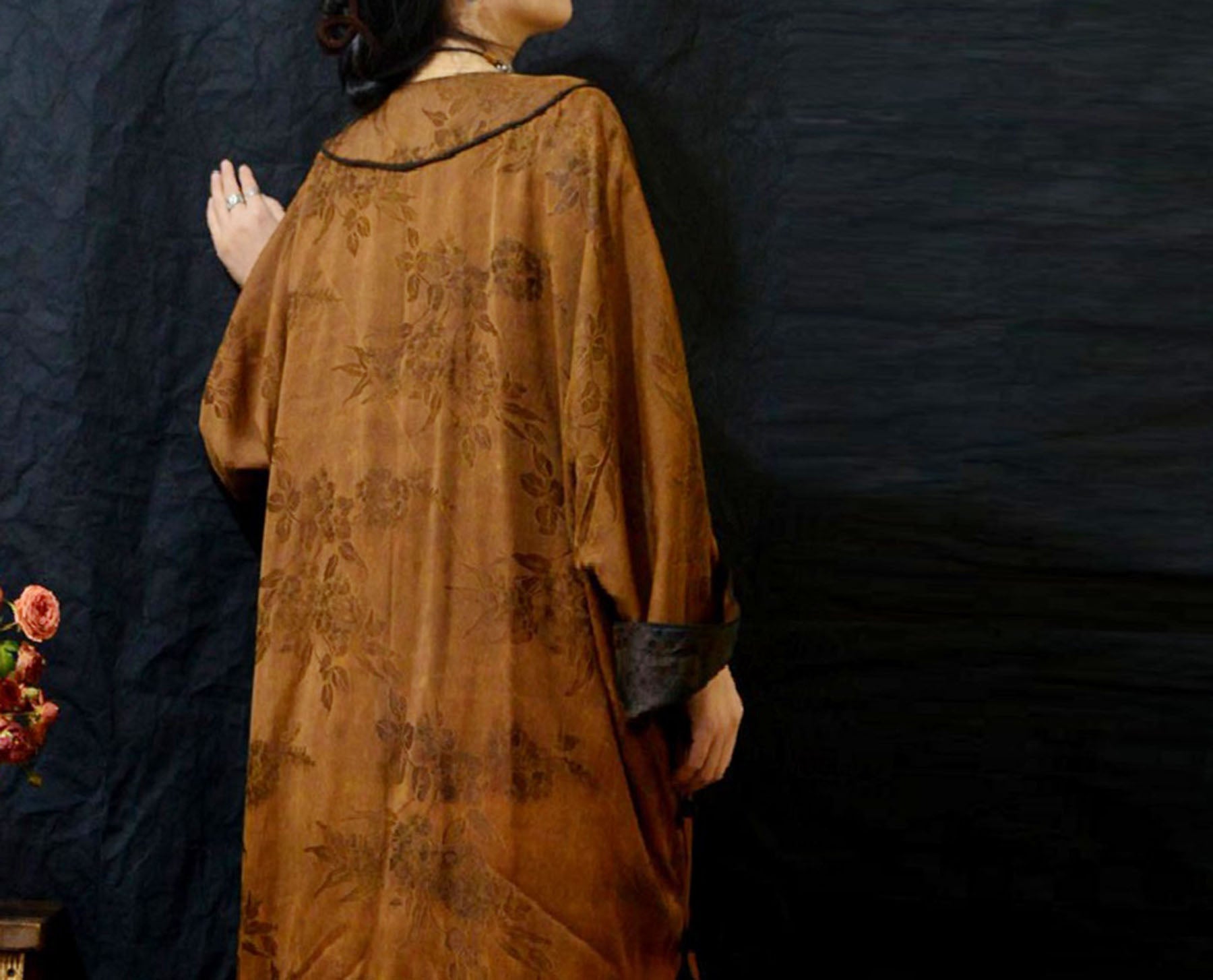 edoa Mud Silk Rayon Blend Jacquard Qipao