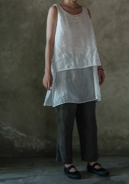 edoa White Long-termism High Count Ramie Tank Top
