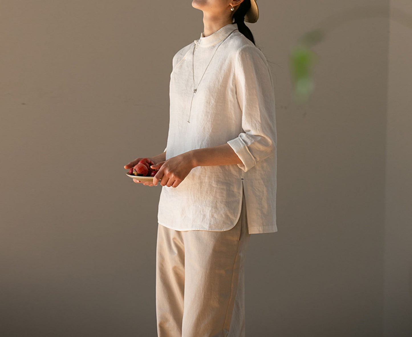 edoa Washed Linen Modified Qipao Top