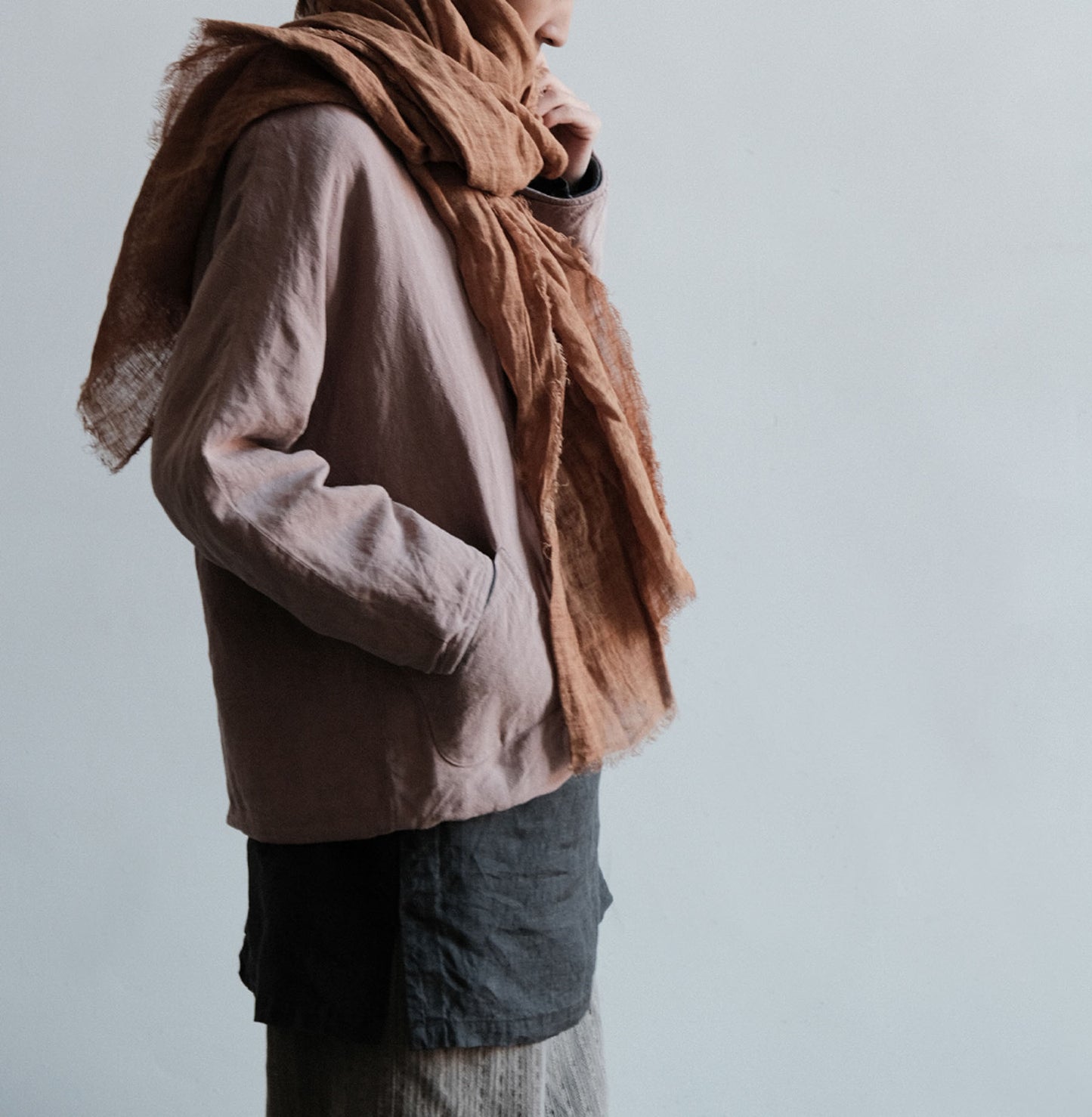 edoa Washed Linen Padding Tie Jacket 