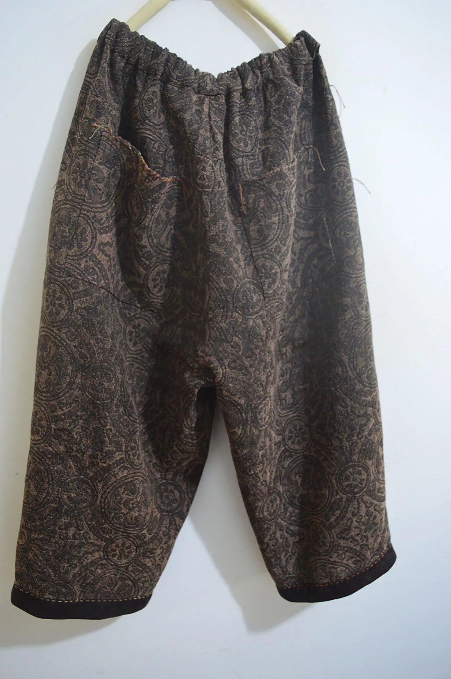 Mud Tussah Silk Jacquard Low-crotch Pants pa0123 X308
