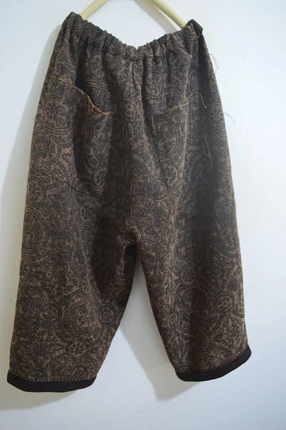 Mud Tussah Silk Jacquard Low-crotch Pants pa0123 X308