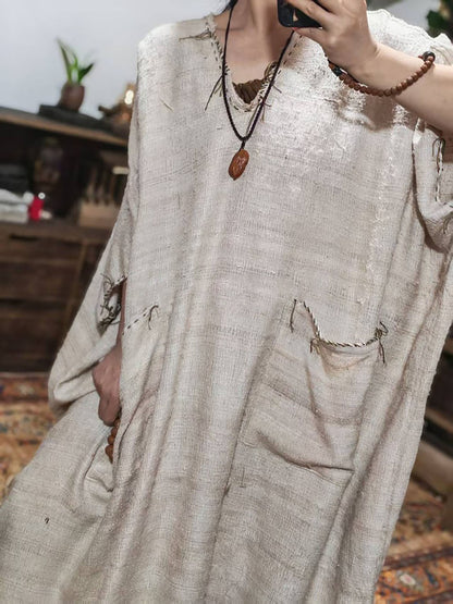 Oversized Natural Tussah Silk Slub Dress dr0391 X326