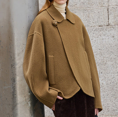 edoa New Chinese Style Double-faced Wool Peacoat