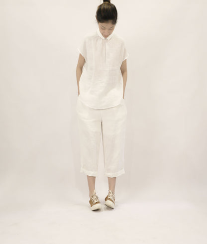 edoa High Counted French Linen White Top